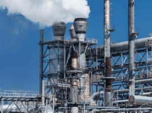 Industrial site with smoke stacks